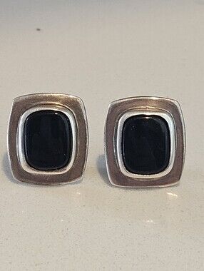 Luxury Designer James Reid JR Ltd Sterling Silver Black Onyx Square Cufflinks